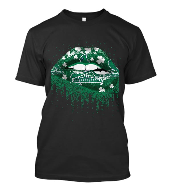 St Louis Cardinals Green Lips With Shamrocks T-Shirt