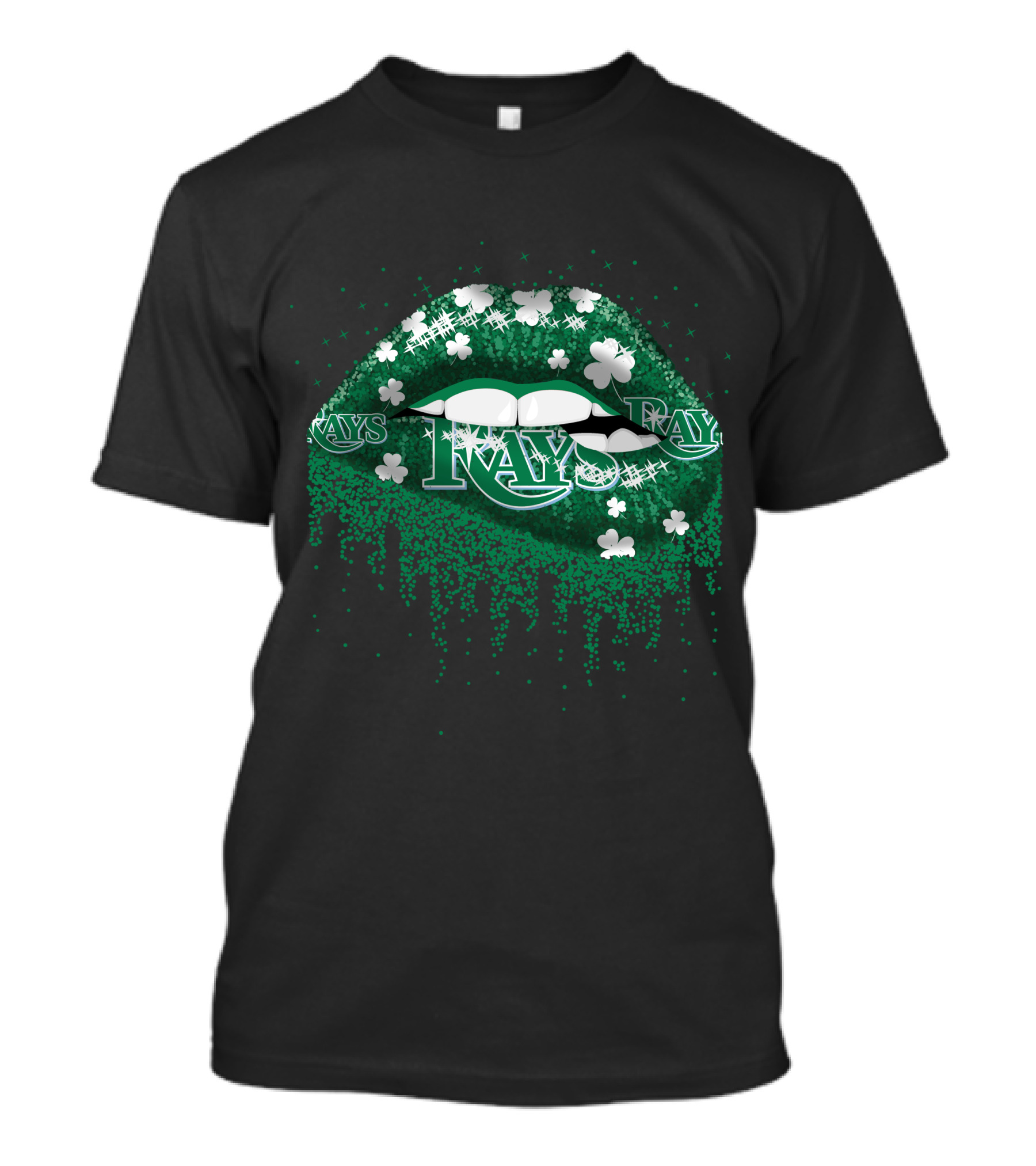 Tampa Bay Rays St. Patrick's Day Green Lips Shamrock Sparkle T-Shirt