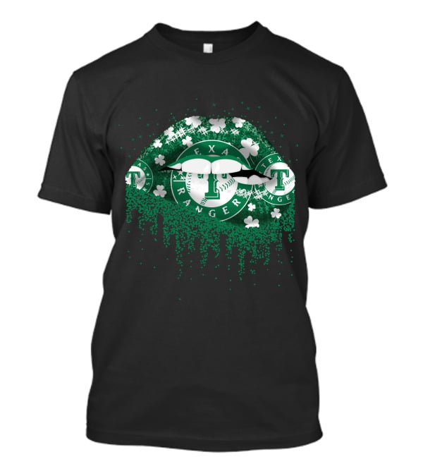 Texas Rangers Green Shamrock Lips T-Shirt