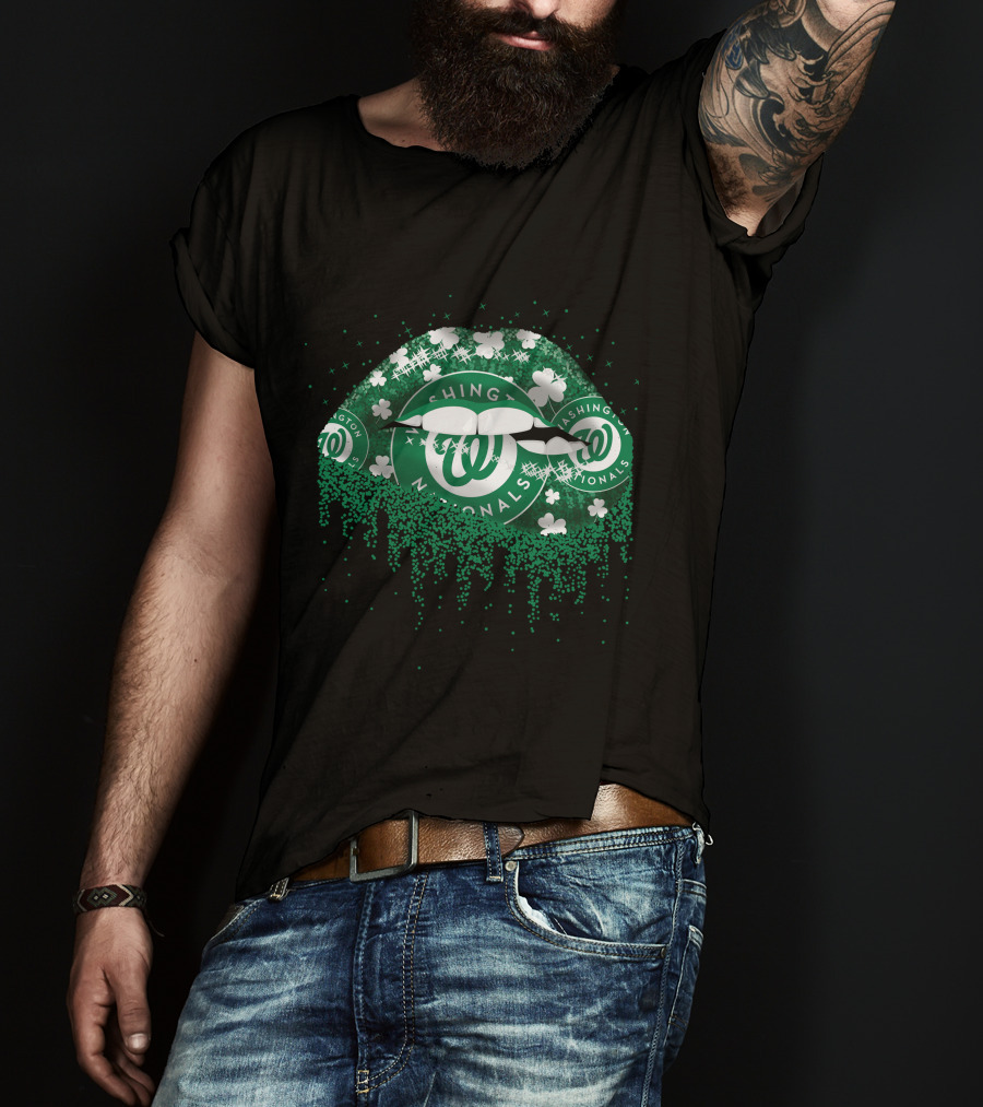 Washington Nationals Shamrock Lips Dripping Green Irish T-Shirt