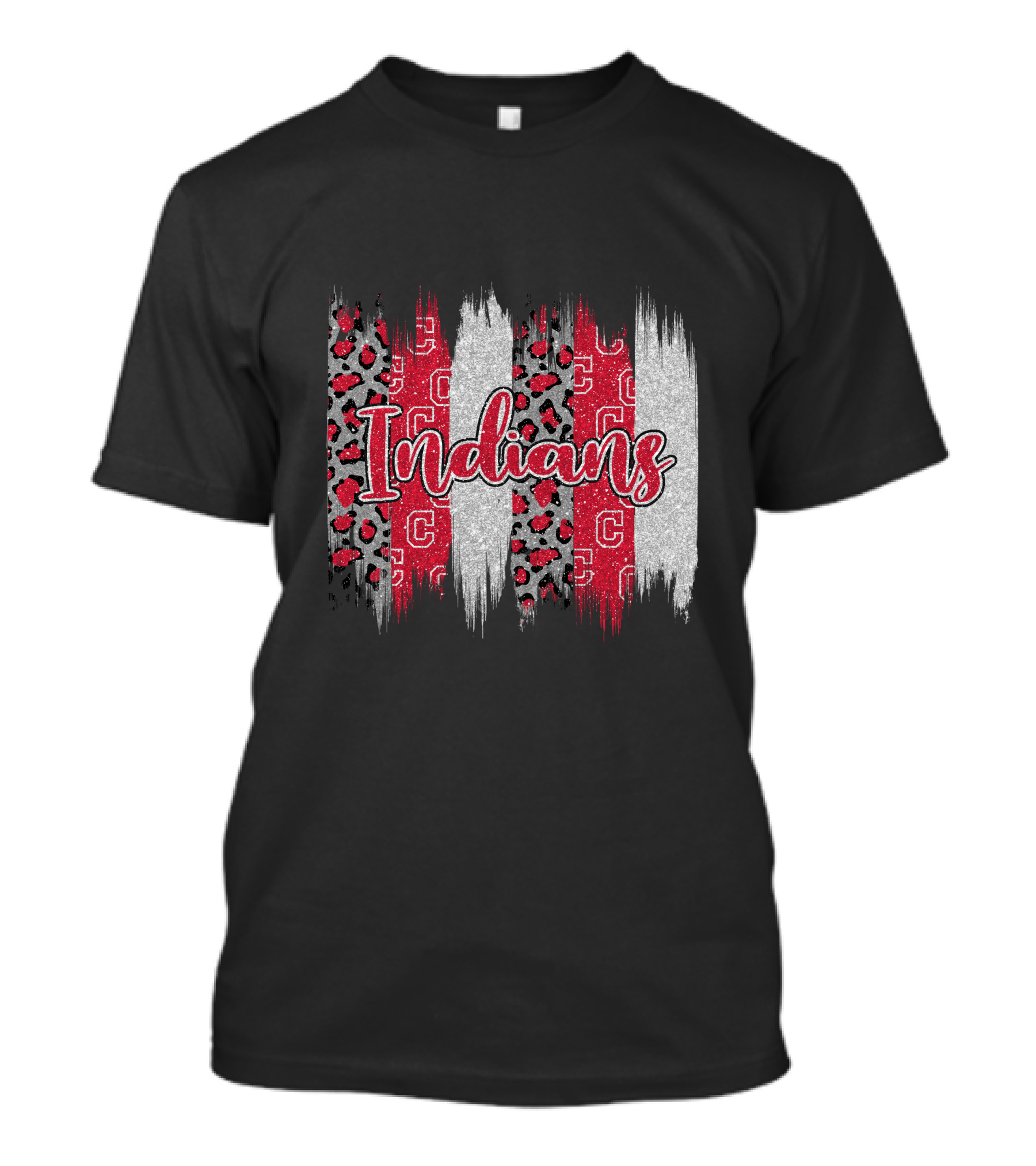 Indians Red Gray Leopard Brushstroke T-Shirt