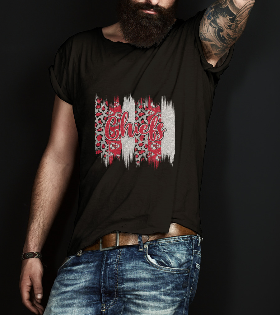 Chiefs Brushstroke Leopard Glitter T-Shirt