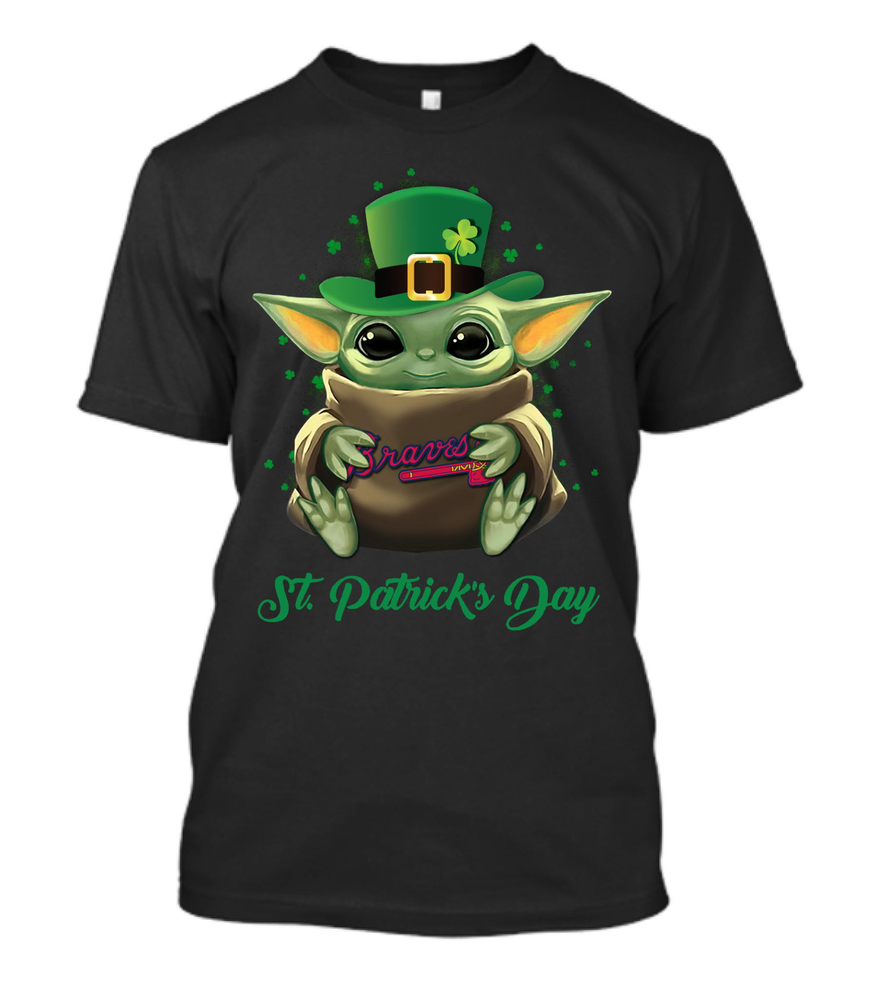 Atlanta Braves Baby Yoda St. Patrick's Day T-Shirt