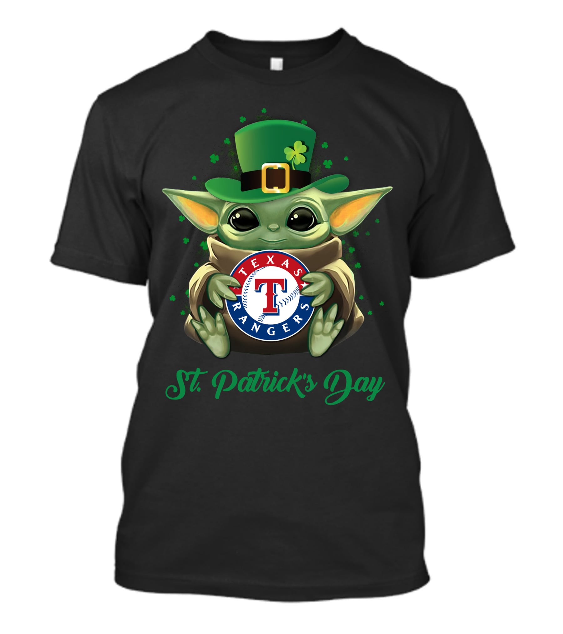 St. Patrick's Day Texas Rangers Baby Yoda T-Shirt