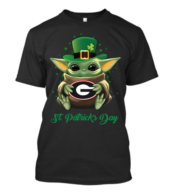 Georgia Bulldogs Baby Yoda Leprechaun Hat St. Patrick's Day T-Shirt