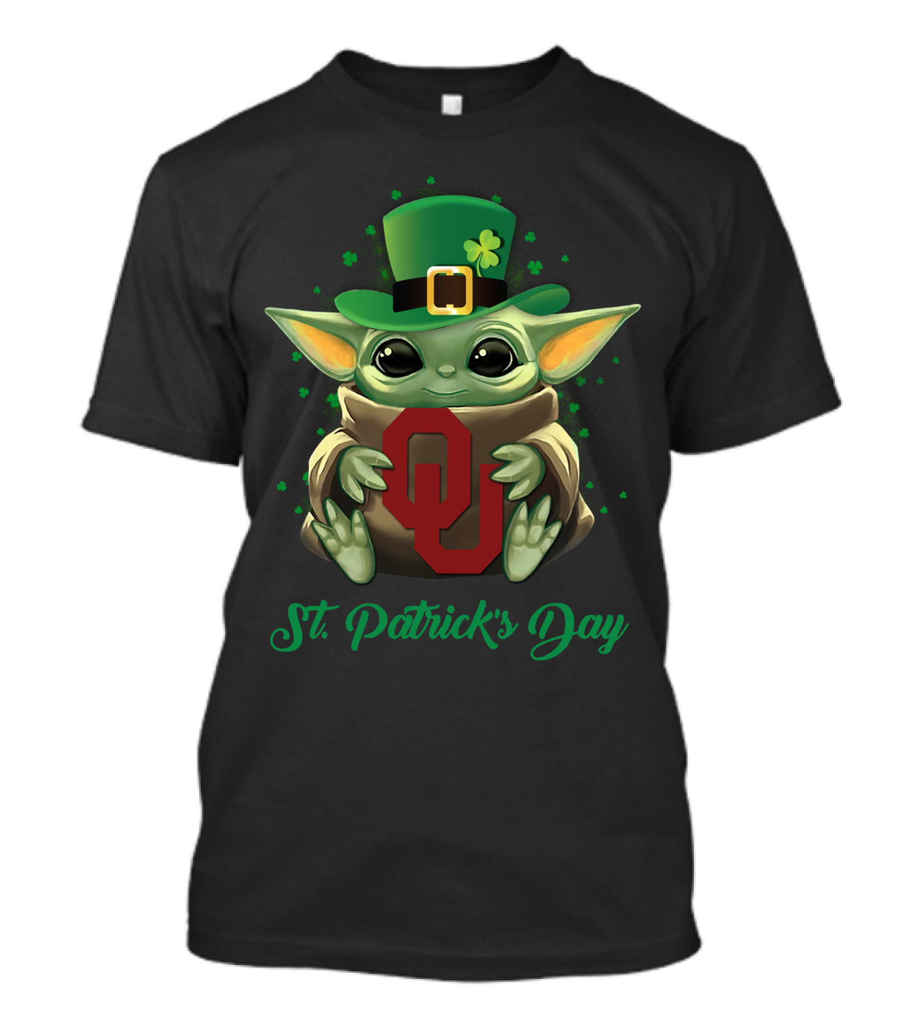 St. Patrick's Day Oklahoma Sooners Baby Yoda T-Shirt