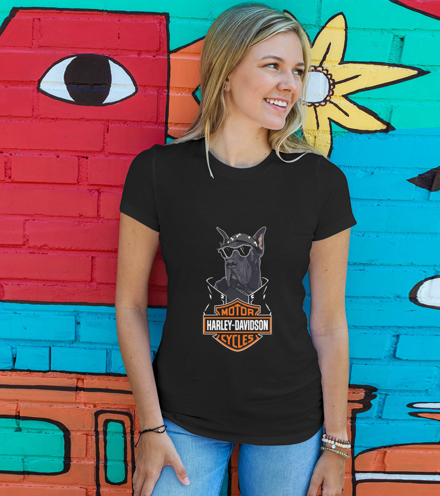 Harley Davidson Great Dane Motorcycle Cycles T-Shirt