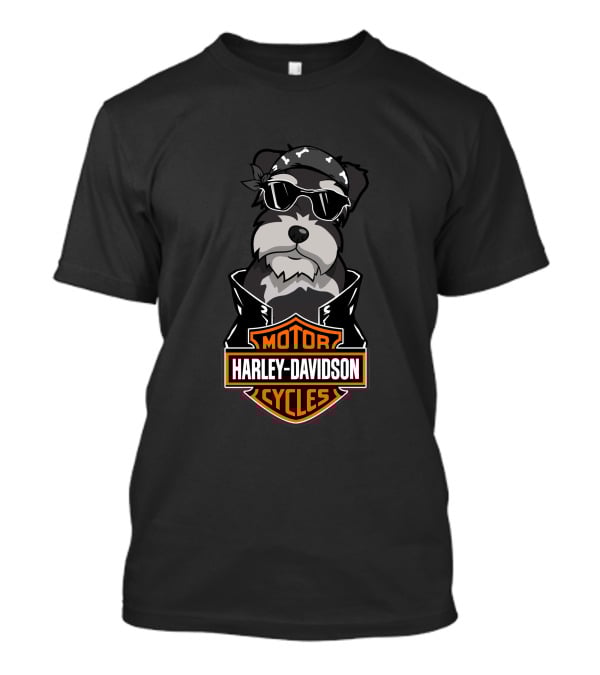 Miniature Schnauzer Biker Harley Davidson Motor Cycles T-Shirt