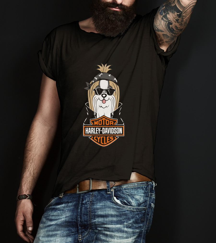 Harley Davidson Motor Cycles Shih Tzus T-Shirt