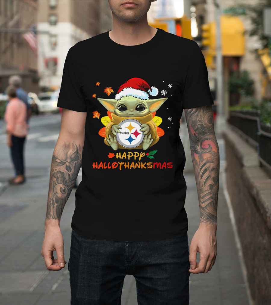 Happy Hallothanksmas Pittsburgh Steelers Baby Yoda 505 L1PTT T-Shirt