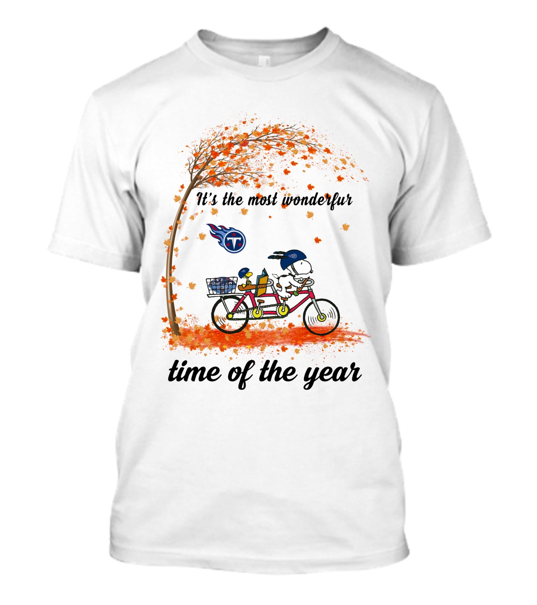 It's The Most Wonderful Time Of The Year Tennessee Titans Autumn Snoopy Bicycle T-Shirt