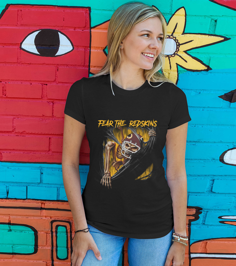 Fear The Redskins Skeleton 515Nfl Washington Redskins T-Shirt