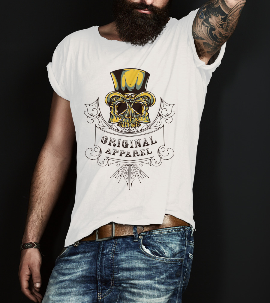 Original Apparel Skull With Top Hat T-Shirt