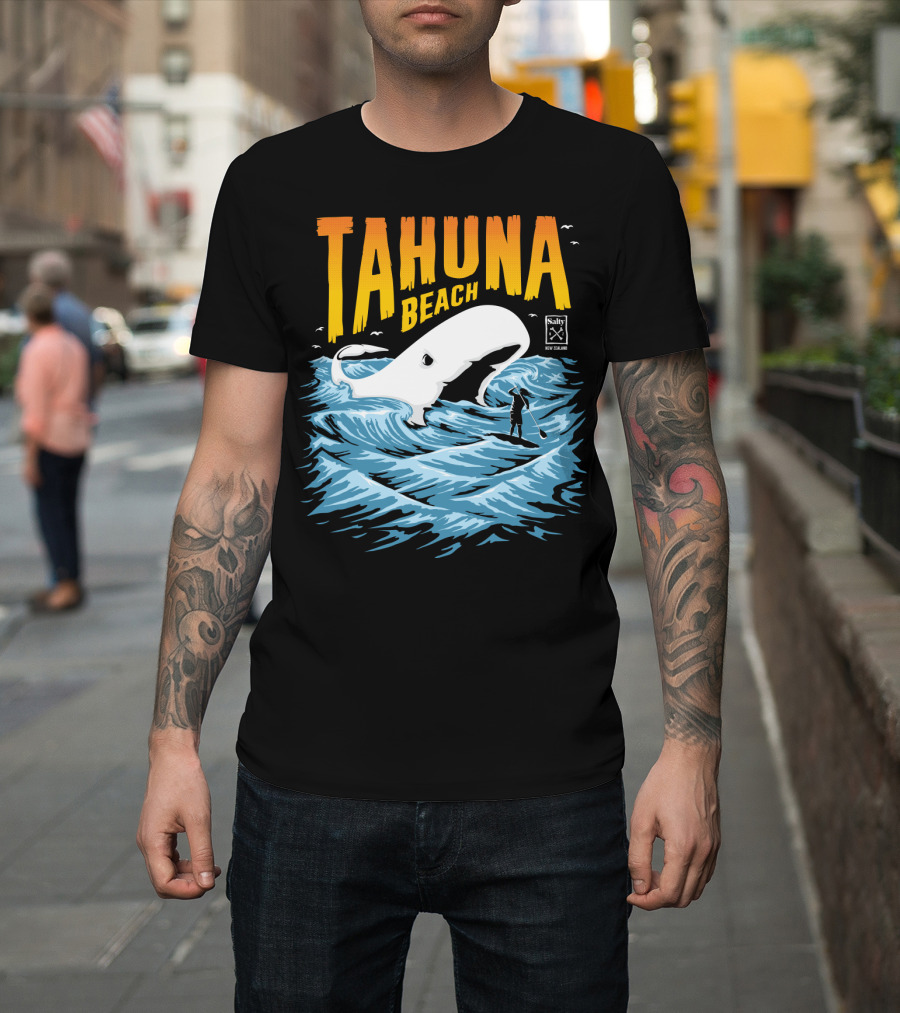 Tahuna Beach New Zealand Salty Whale Paddle Surfer Adventure T-Shirt