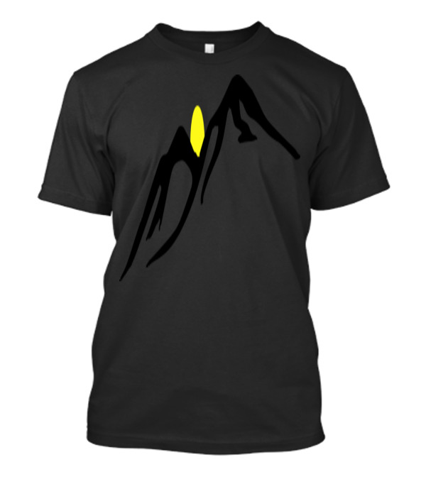 Mountain Sunrise Minimalist Silhouette With Yellow Sun Emerging Over Peaks T-Shirt