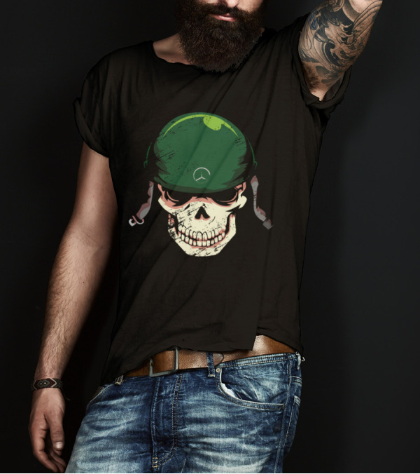 Skull Soldier Green Helmet Mercedes T-Shirt