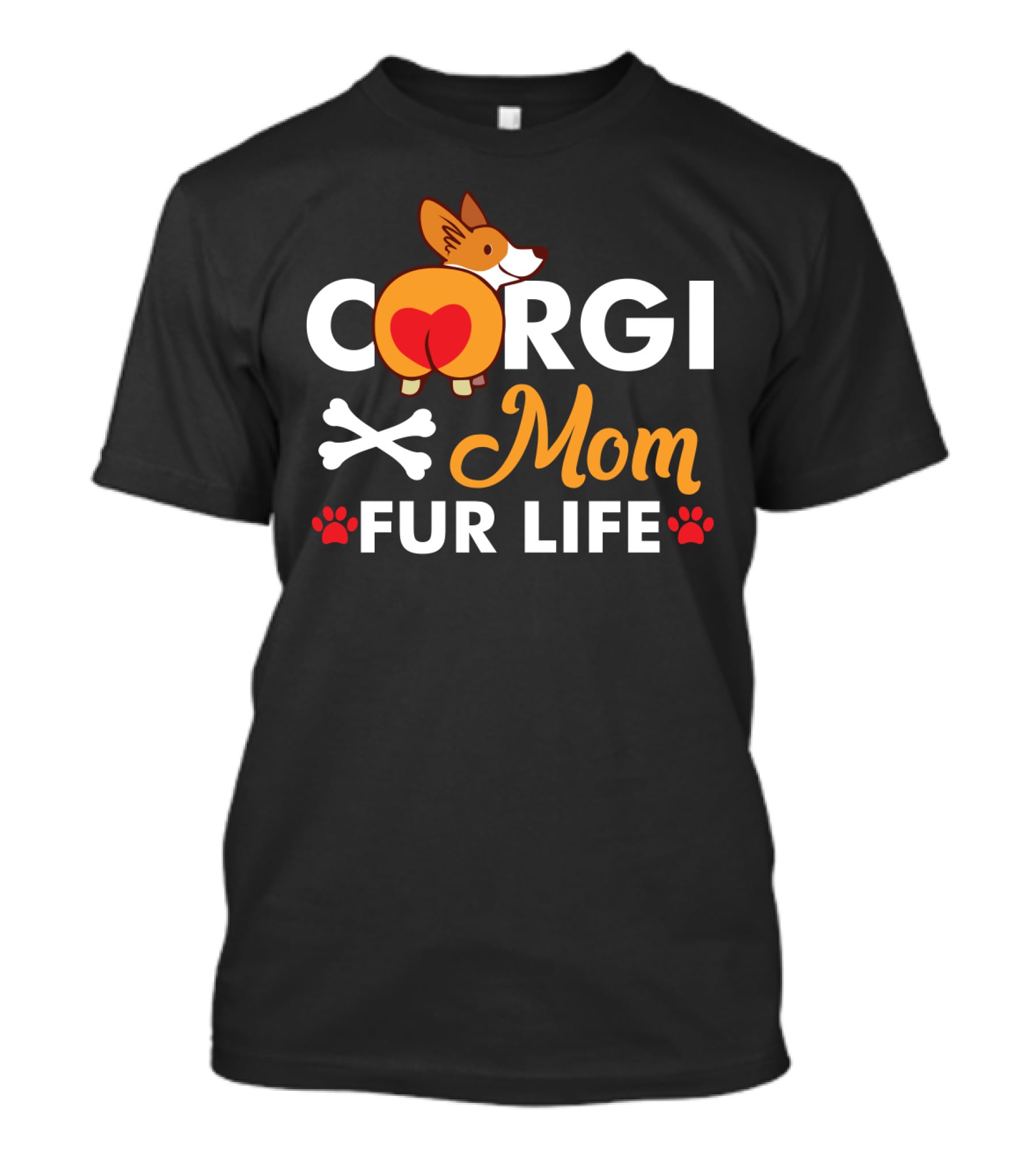 Corgi Mom Fur Life Bones And Paw Prints T-Shirt