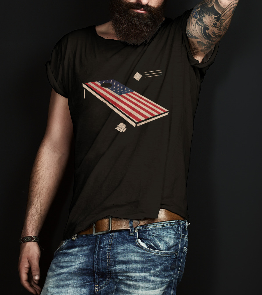 Cornhole American Flag Patriotic Board T-Shirt