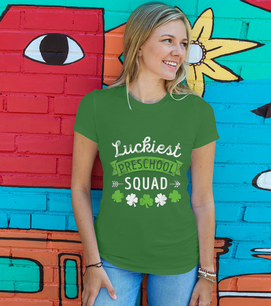 Luckiest Preschool Squad St Patricks Day Shamrocks T-Shirt