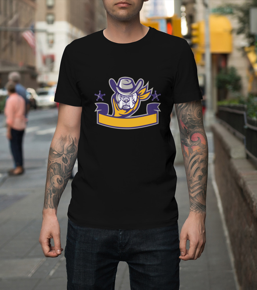 Bulldog Sheriff Cowboy with Hat and Banner T-Shirt