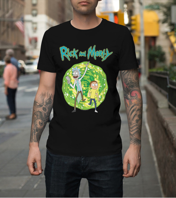 Shirt: Rick And Morty Entering the Interdimensional Portal with Rick Holding Portal Gun T-Shirt Rick And Morty Entering the Interdimensional Portal with Rick Holding Portal Gun T-Shirt