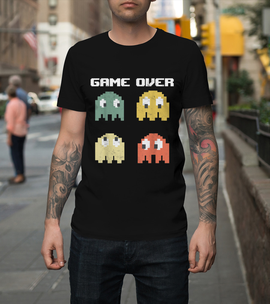 Game Over Vintage 80s Nostalgia Arcade Ghosts T-Shirt