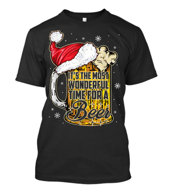 It's The Most Wonderful Time For A Beer Santa Hat Christmas Mug T-Shirt