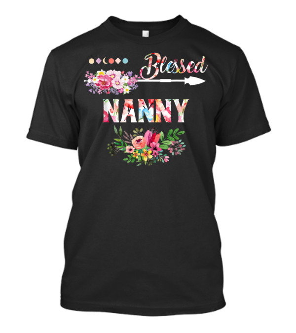 Blessed Nanny Floral Design With Colorful Flowers And Arrow T-Shirt