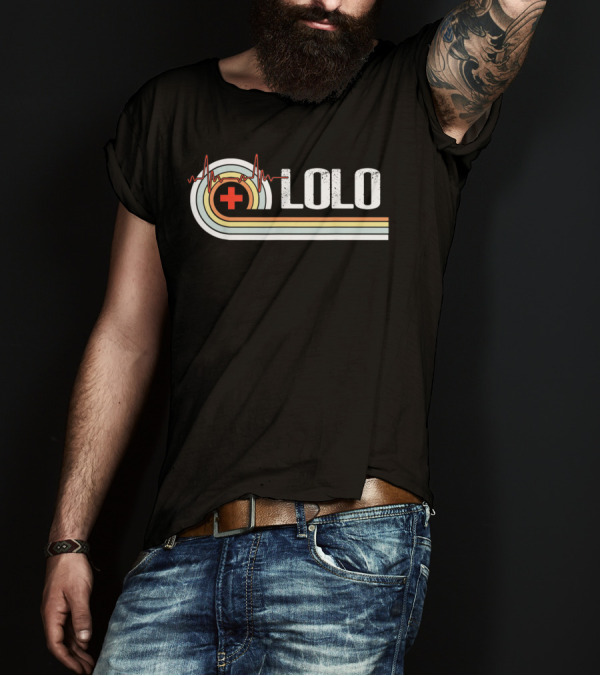 Vintage Retro Nurse Lolo Father's Heartbeat T-Shirt