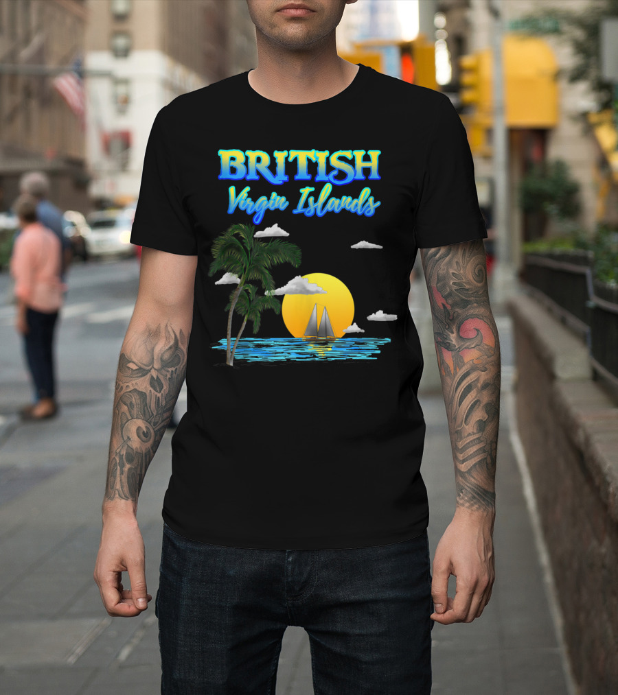 British Virgin Islands Palm Sunset Sailing Ocean T-Shirt