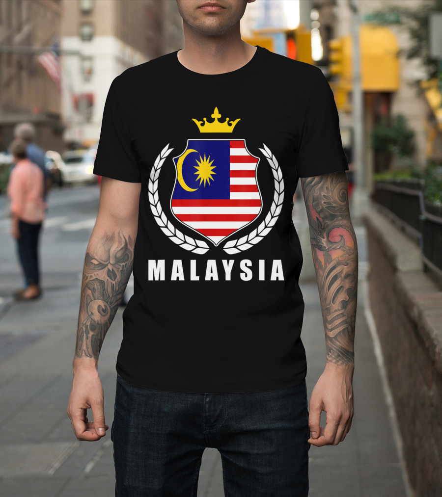 Malaysia Flag with Crest and Crown Emblem T-Shirt