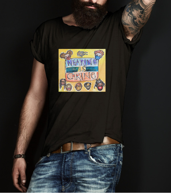 WEARING IS CARING Masked Faces Square T-Shirt