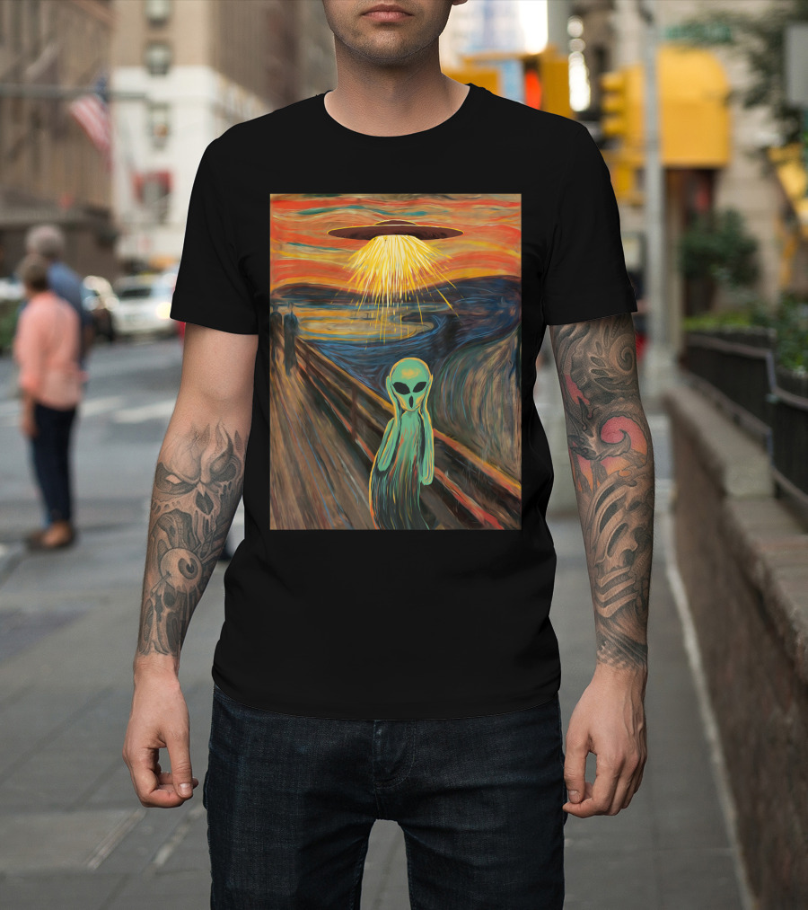 Alien Scream Munch UFO Painting T-Shirt