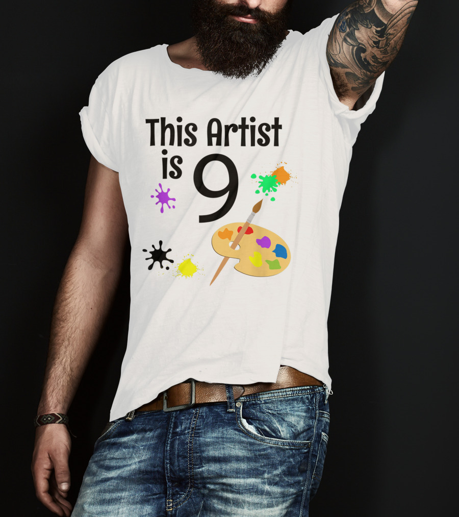 This Artist Is 9 Year Old Painting Birthday Party T-Shirt