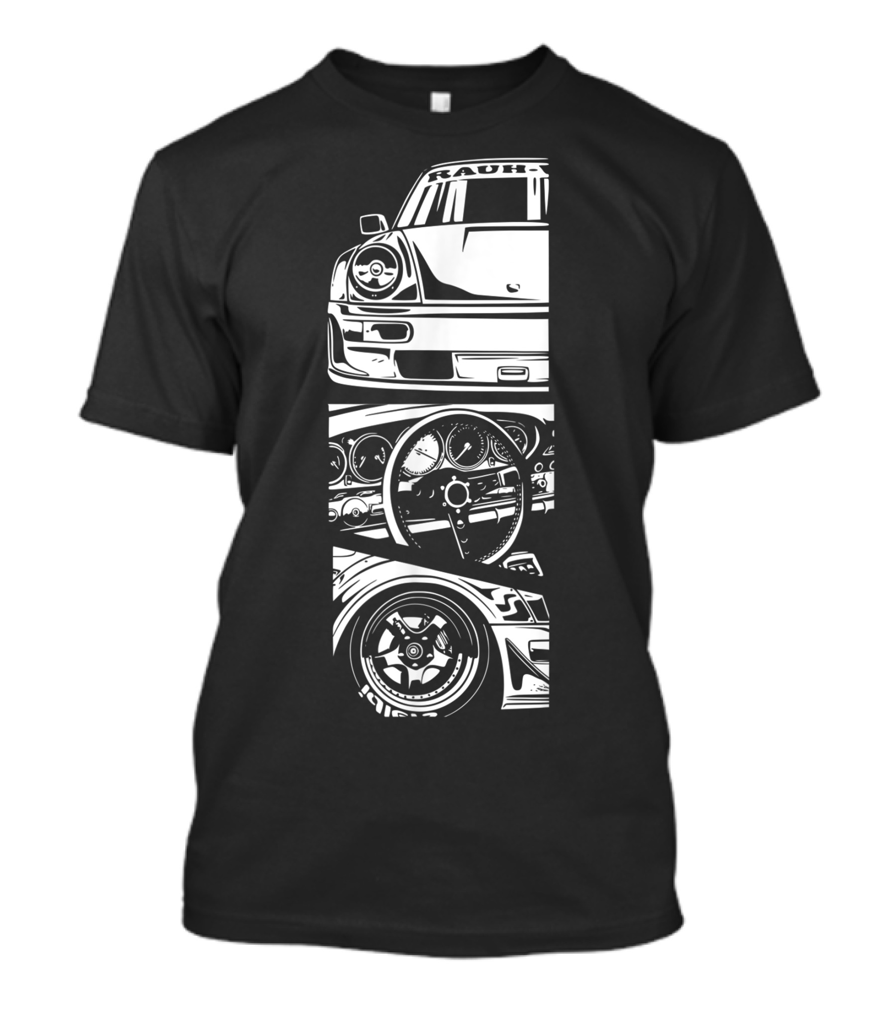 Rauh Welt Begriff German Classic Car Oldtimer Dashboard Wheel T-Shirt