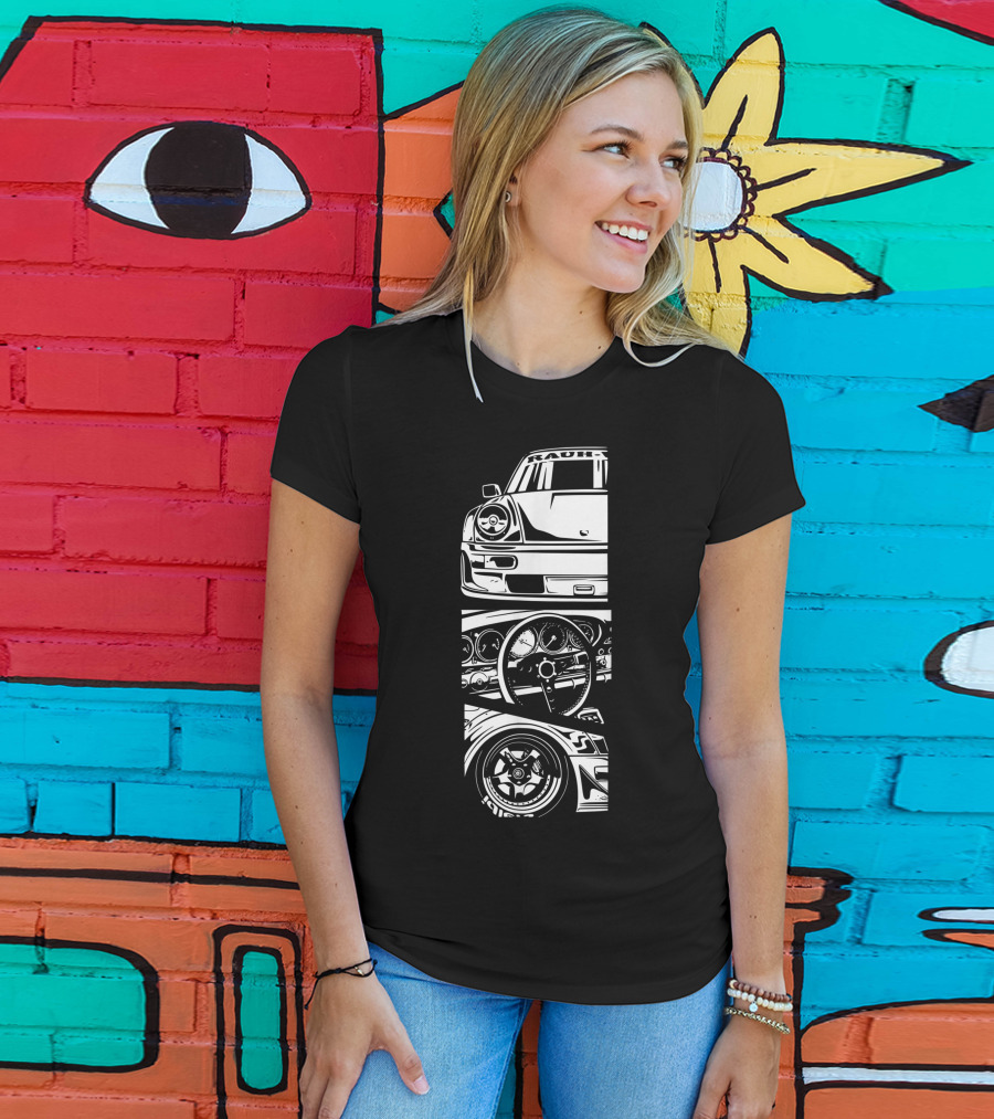 Rauh Welt Begriff German Classic Car Oldtimer Dashboard Wheel T-Shirt