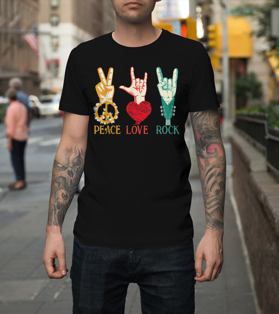 Peace Love Rock Vintage Concert Band Classic T-Shirt