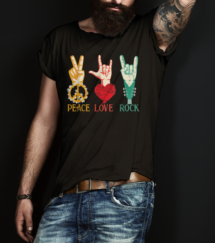 Peace Love Rock Vintage Concert Band Classic T-Shirt