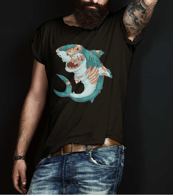 Cool Zombie Shark Funny Lazy DIY Halloween T-Shirt