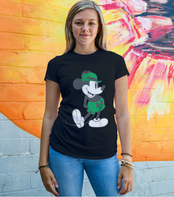 Mickey Mouse Classic Green Clover Hat Disney T-Shirt