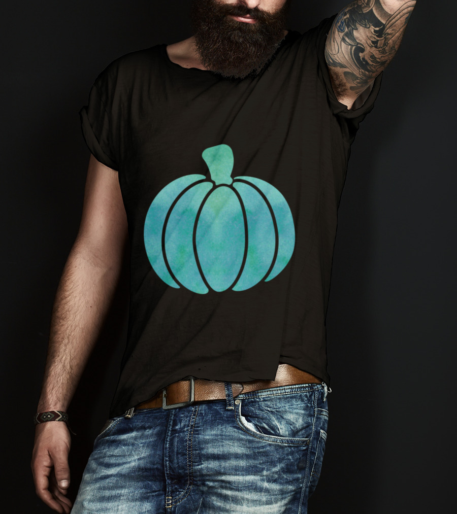 Fall Teal Pumpkin Girl Watercolor T-Shirt