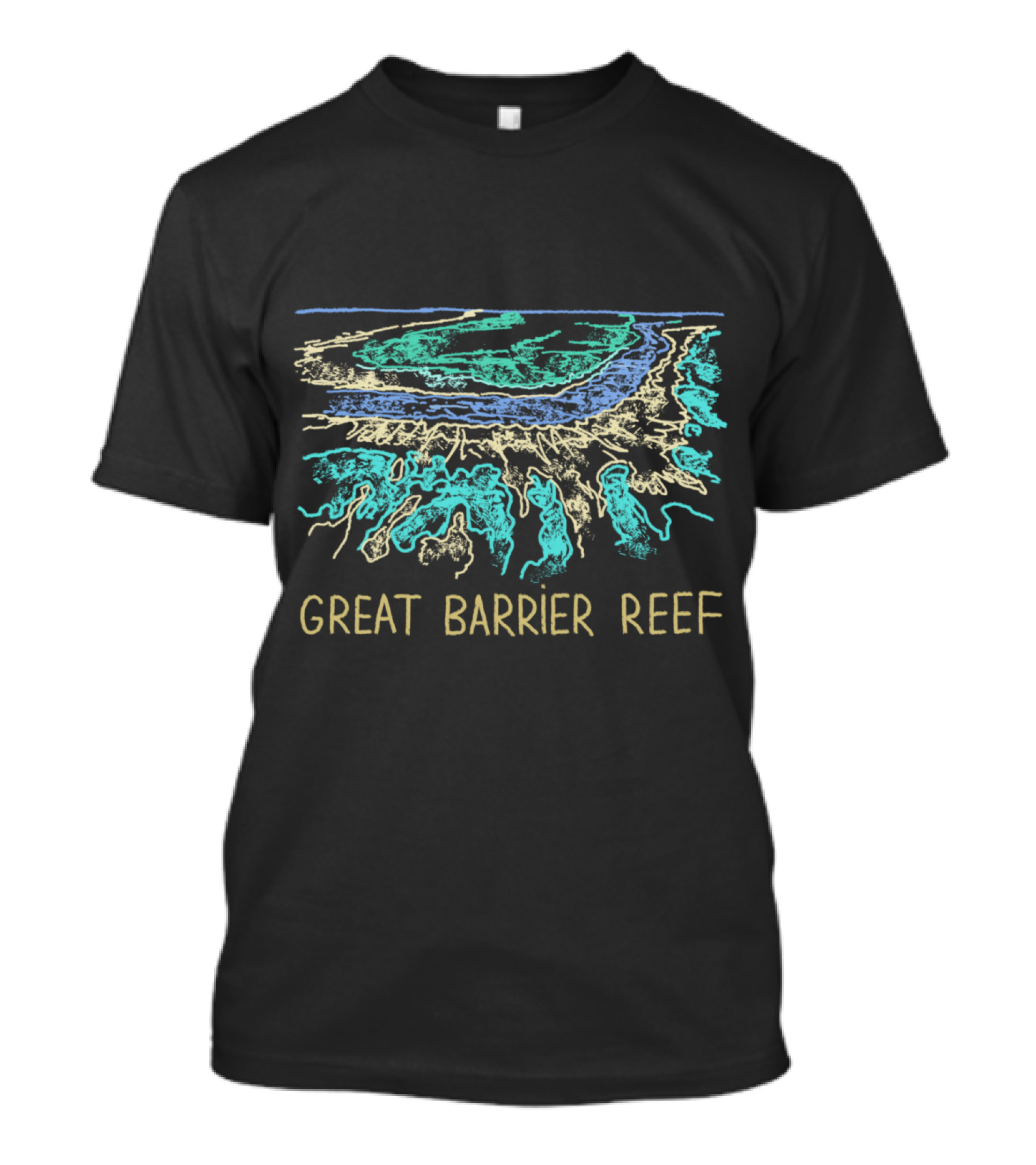 Great Barrier Reef Australia Vibrant Coral Reef Scenic Depiction T-Shirt