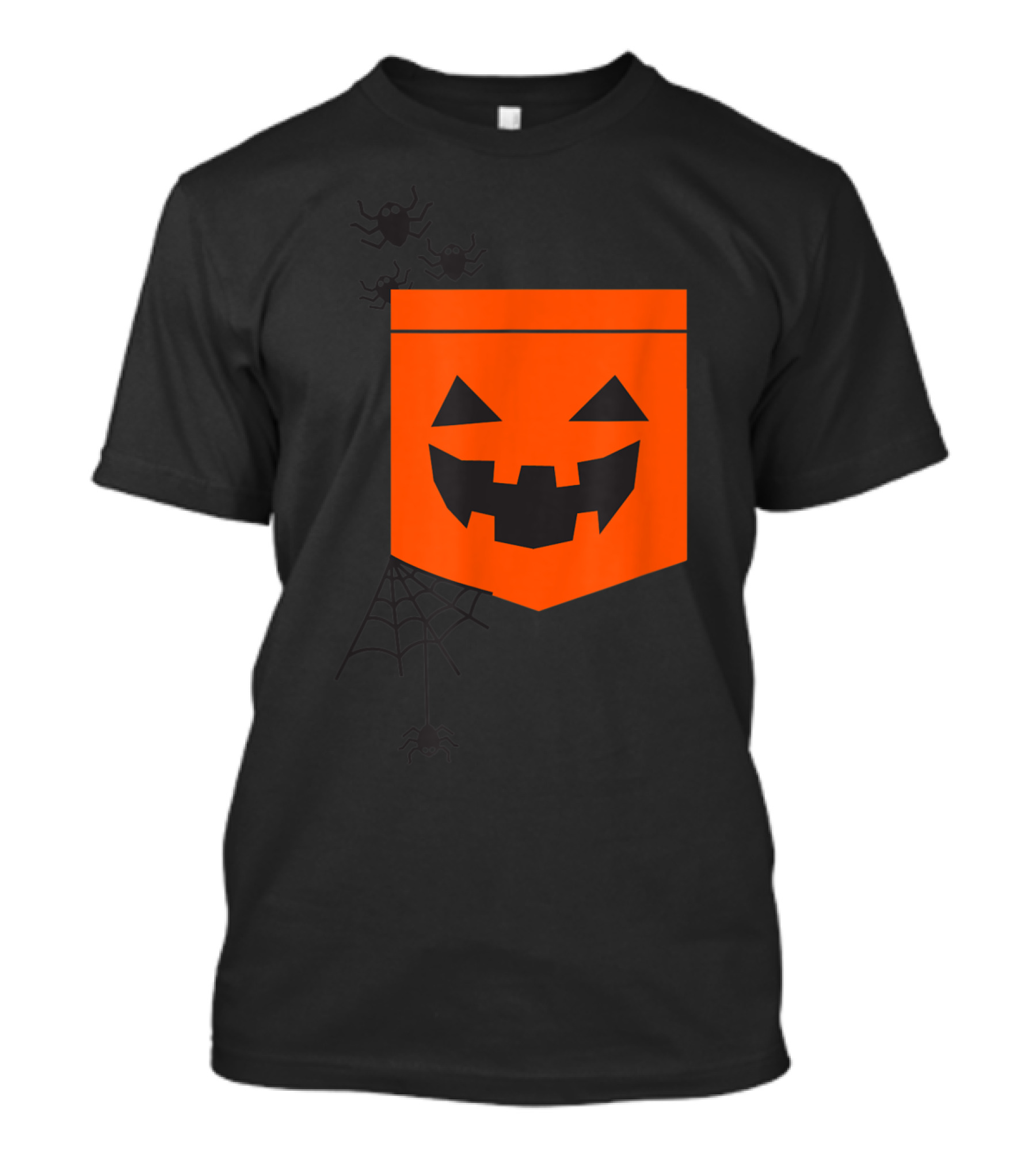 Happy Halloween Pumpkin With Spiderweb And Creepy Faces T-Shirt
