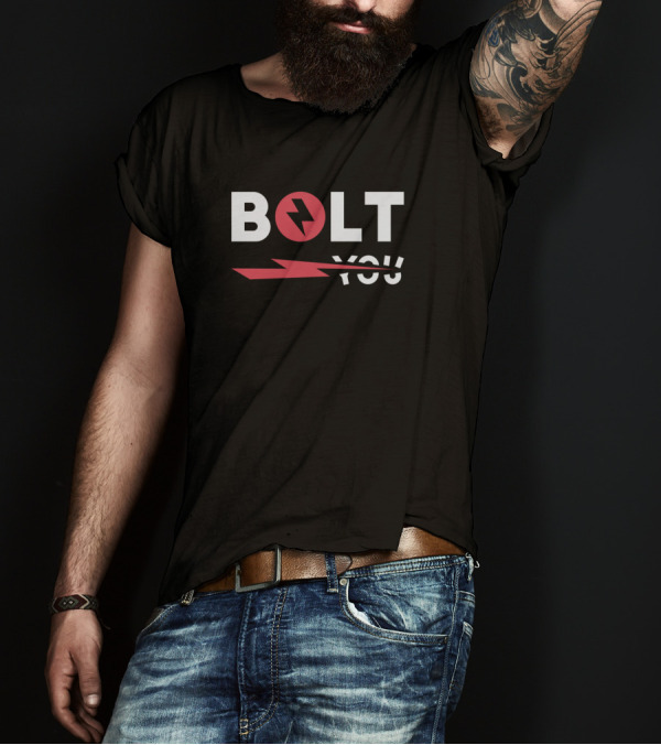BOLT You Lightning Bolt Circle Graphic With Red Slash T-Shirt