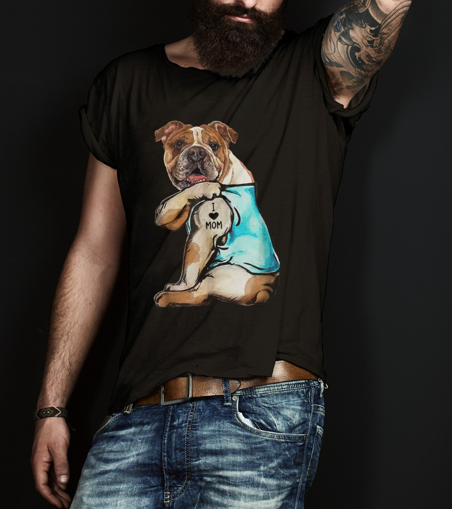 I Love Mom Bulldog Tattoo T-Shirt