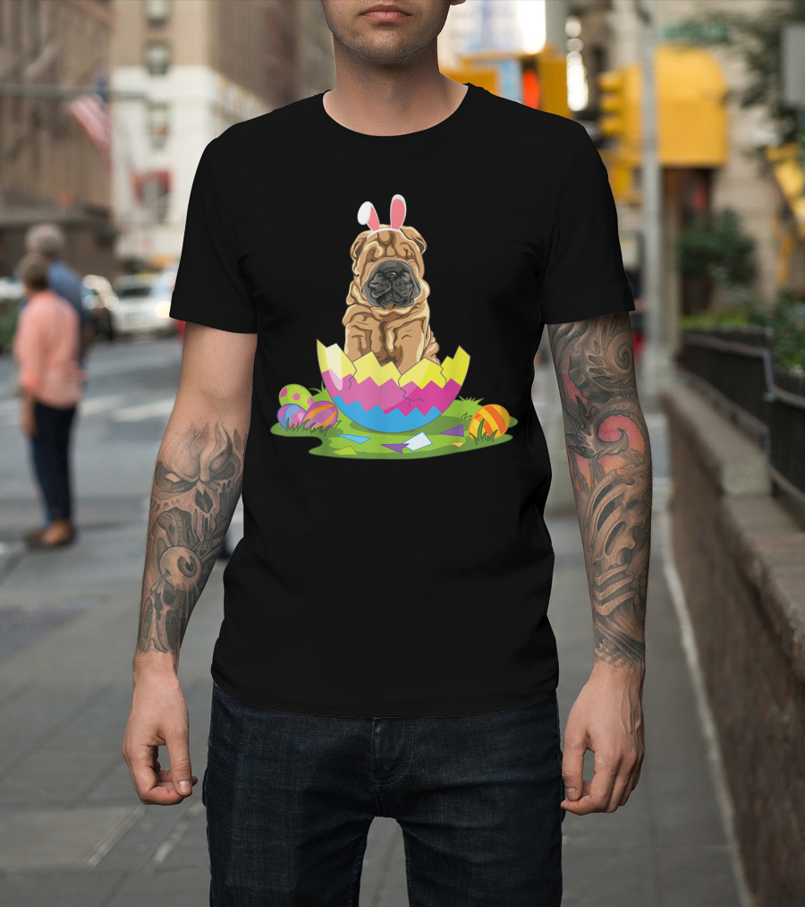 Chinese Shar Pei Egg with Bunny Ears Easter Adorability T-Shirt