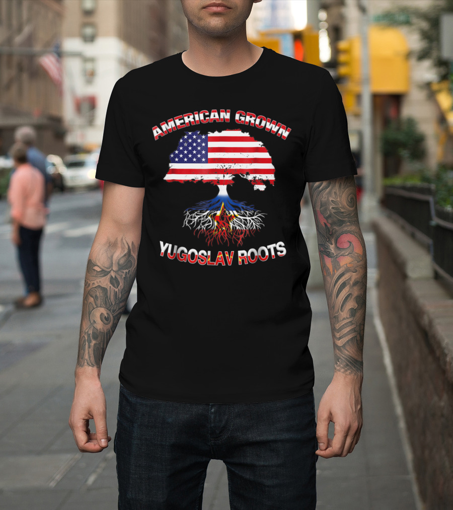 American Grown Yugoslav Roots Flag Tree T-Shirt