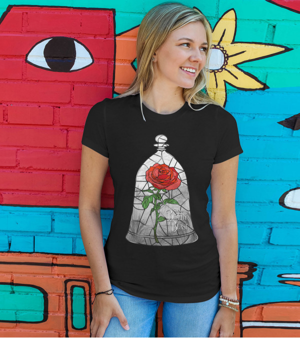 Disney Beauty And The Beast Stained Glass Rose T-Shirt