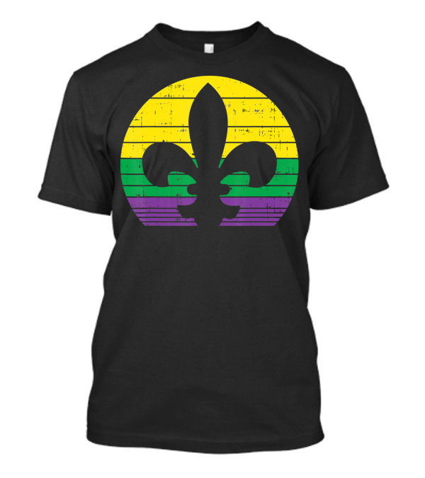Mardi Gras Carnival Retro Fleur-de-Lis Striped Circle T-Shirt