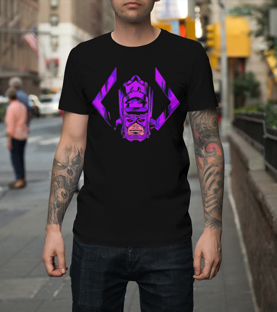 Galactus Big Face Marvel Fantastic Four Dark Purple T-Shirt